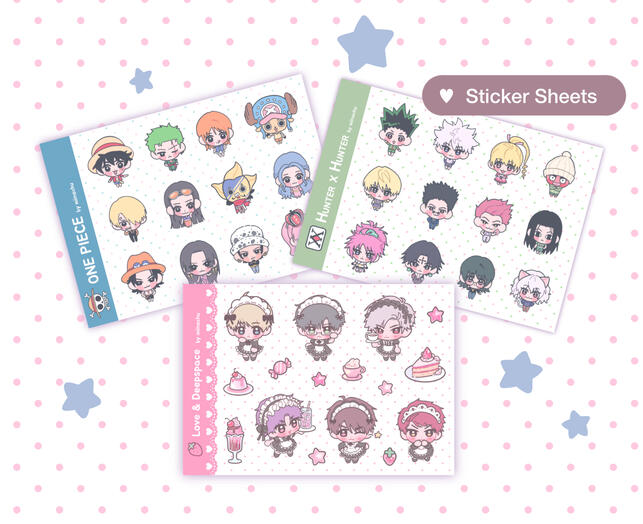 various sticker sheets